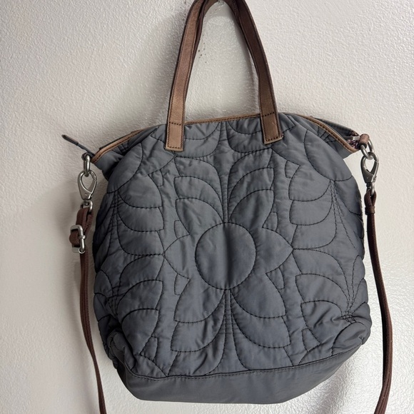 Fossil Key-Per Shoulder Bag Purse Quilted Flower Floral Leather Vintage - Picture 5 of 9